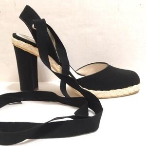 Calvin Klein Emmah Straw/Patent Leather Wedges 7M
